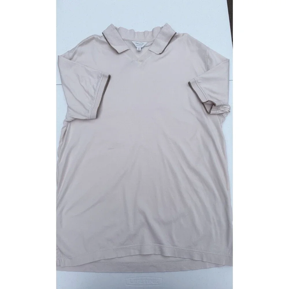 Banana Republic Polo Shirt Men’s Med Beige Luxe Touch Performance Short Sleeve